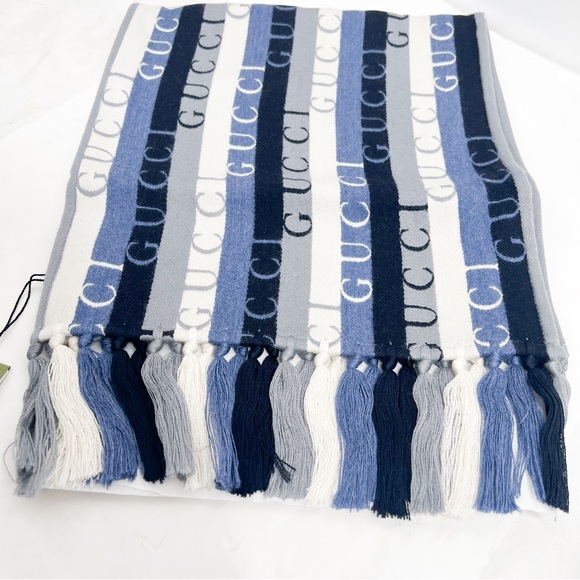 GUCCI Logo Stripe Wool 2021 Scarf w/ Tags - Picture 8 of 13